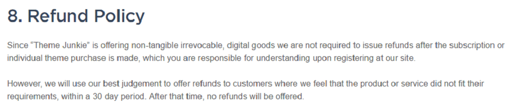 Theme Junkie Refund Policy