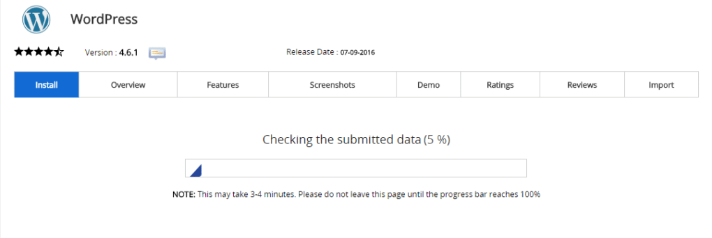 WP Installation Progress Bar