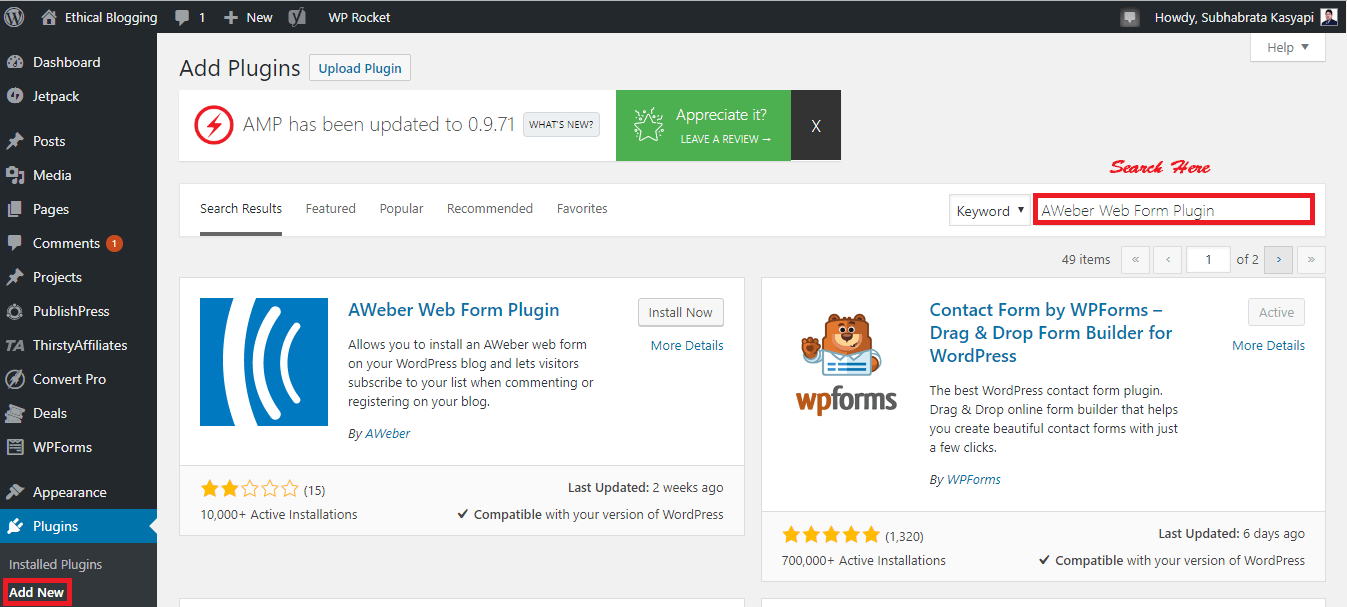 Installing a WordPress Plugin Using WordPress Plugin Repository 1