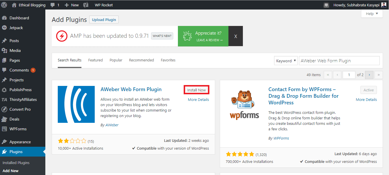 Installing a WordPress Plugin Using WordPress Plugin Repository 2